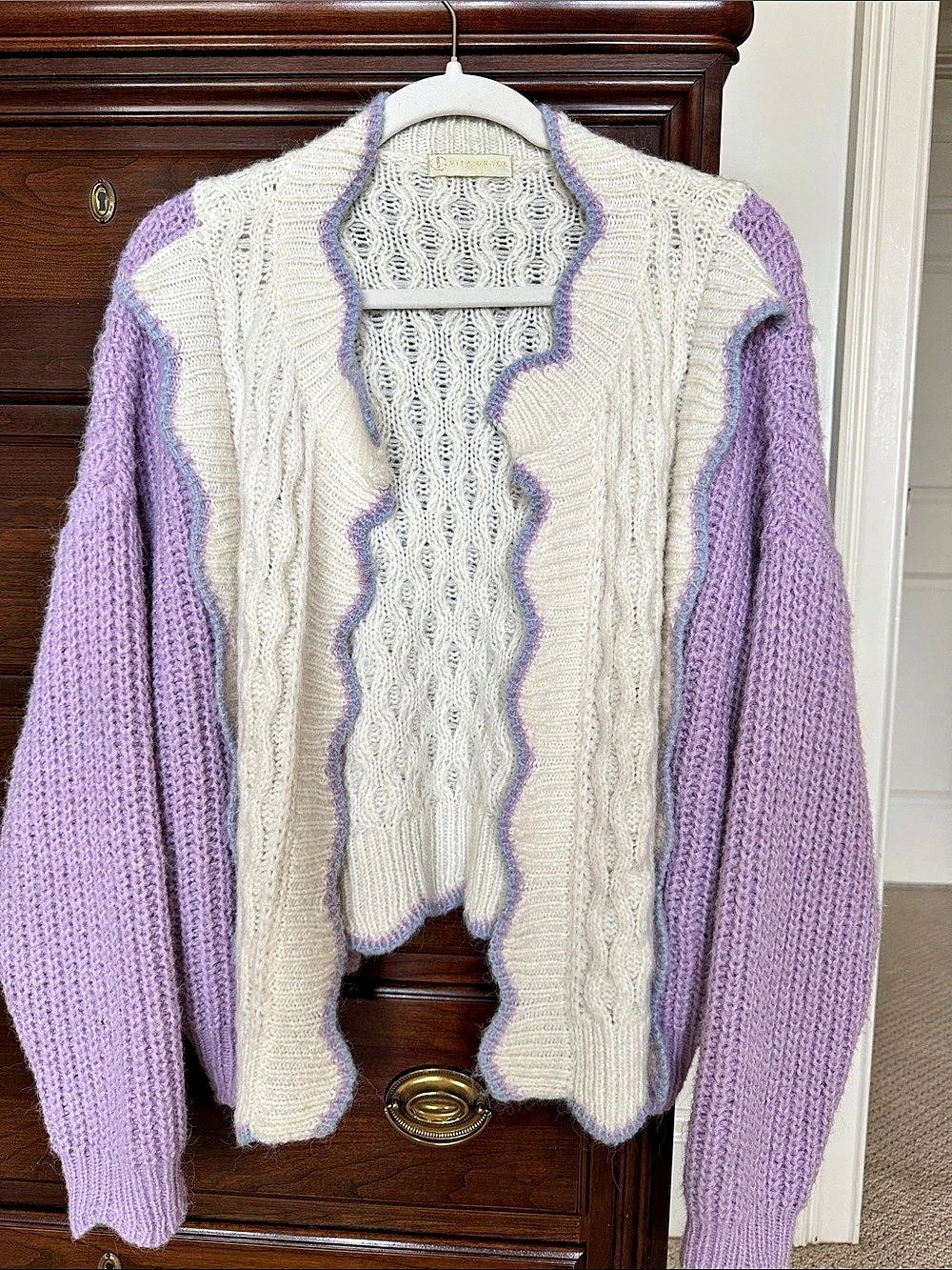 Vita Grace Purple & White Knit Cardigan